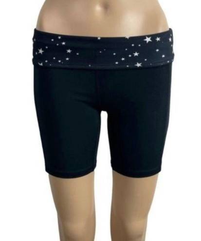 Wildfox SWEAT BLACK COMPRESSION BIKE SHORTS Size Small Biker Shorts waistband scattered Stars