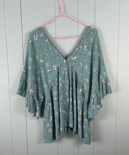 L LOVE Boutique  Floral Double V-neck Floral Babydoll Blouse