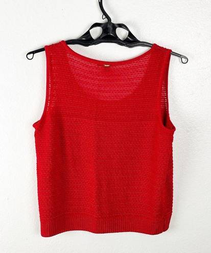 St. John  Red Wool Blend Open Knit Tank Top, Size Large