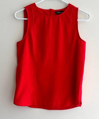 Dalia Collection Dalia Square Tank Top with Rounded Hem, Business Casual Blouse, Red, Size XS