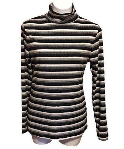 Acting Pro  Stripes Turtle Neck Long Sleeves‎ Ribbed Fitted Top Women's