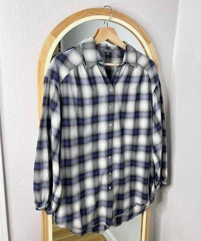 Vince  blue plaid button up blouse shirt