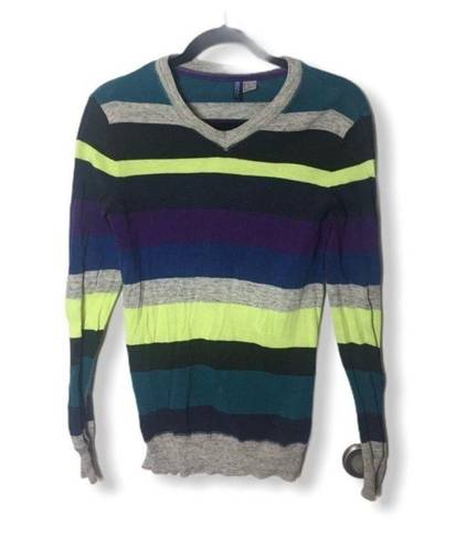 Divided Multicolored Striped Sweater