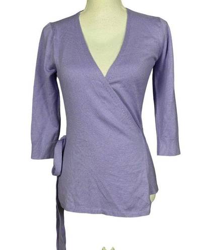 Diane Von Furstenberg  DVF Ballerina Wrap Size P Silk Cashmere Sweater Purple