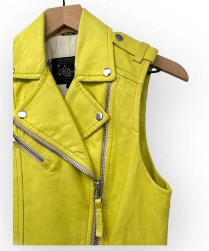 Mackage  Frederica Lamb Leather Moto Vest Asymmetrical Zip Jacket Yellow XS