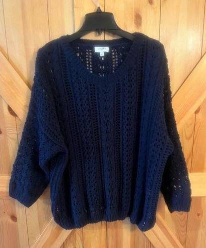 Umgee  Super Soft Plush Chenille Womens S Navy Sweater Top Oversized Fit (2500)