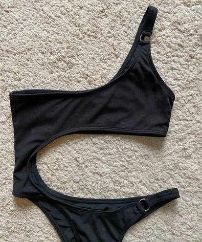 Matte Collection black ribbed one piece cut out bikini. Size XS