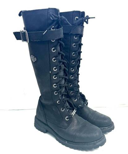 Harley Davidson  Black Savannah Suede Leather Knee High Boots Size 6