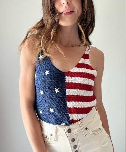 The Moon  & Madison American Flag Knit Tank Top