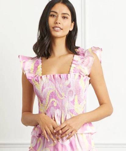 Hill House NWT  The Paz Top Linen in Candy Kaleidoscope