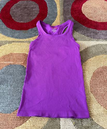 Spanx Ribbed Purple Racerback Tank Top Built in Shelf Bra No Padding Size S/M