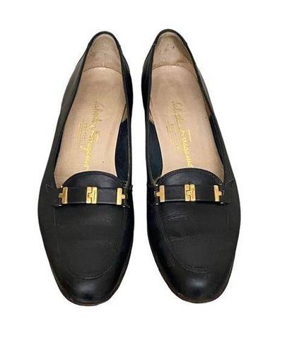 Salvatore Ferragamo  Black Leather Loafers Size