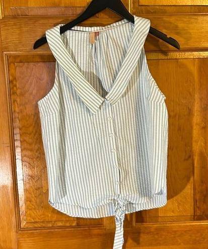 Pilcro  by Anthropologie Women’s Stripe Sleeveless Button up W/Tie Front Med-EUC