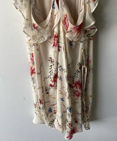 Haute Hippie  Dress Womens 4 Cream Floral Ruffle Tiered Summer Flowy Mini Fairy