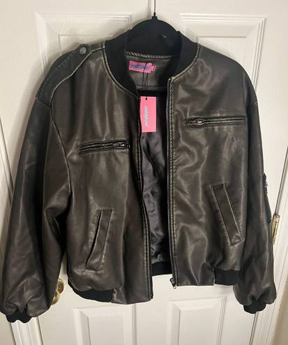 Edikted faux leather bomber jacket