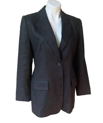 The Row Embassy Single Button Black Linen Jacket Blazer, Sz 4