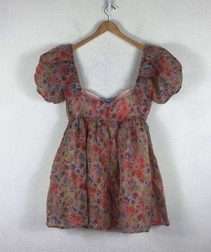 Dolls Kill NWT Sugar Thrillz My Winding Wheel Floral Organza Puff Sleeve Babydoll Dress XL