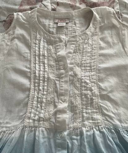 Ariat White Blue Western Cowboy Festival Cold Shoulder Mini Dress, size M