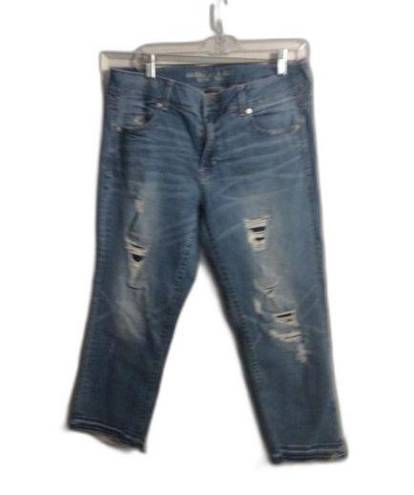 American Eagle  Size 16 Plus Destroyed Stretch Artist Crop Raw Hem Jeans