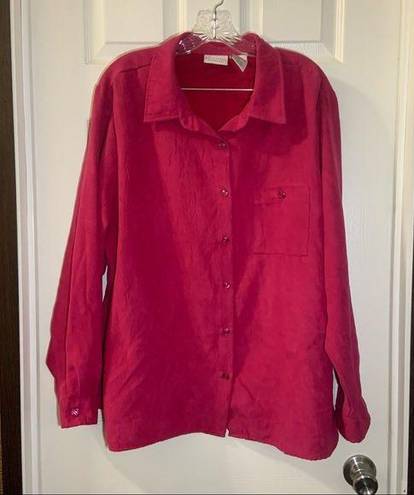 White Stag  Pink Faux Suede Long Sleeve Button Up Blouse 18/20W