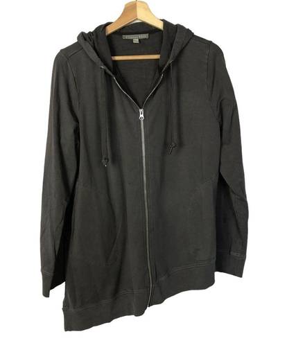 Garnet Hill  Dark Gray Asymmetrical Hem Full Zip Hoodie M