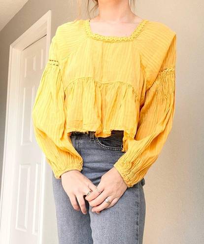 Bohme  Yellow Cropped Peplum Blouse