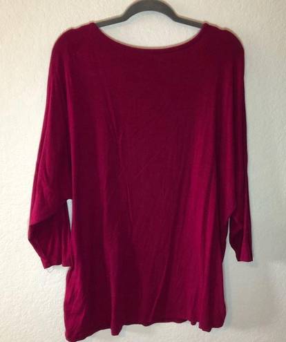 Coldwater Creek  Top Raspberry 3/4 Sleeve Jersey Tee Sz 2X GUC