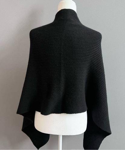 Pamella Roland 100% Cashmere Sweater Poncho Made in Italy Luxury Designer OS Black Size M