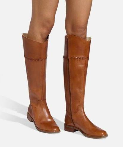 Jack Rogers  Brown Leather Adaline Knee High Zip Up Equestrian Riding Boot 7.5