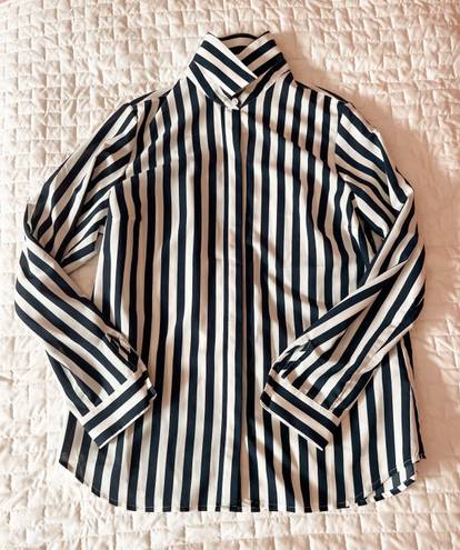 Coldwater Creek Striped Button Down Blouse Size Medium