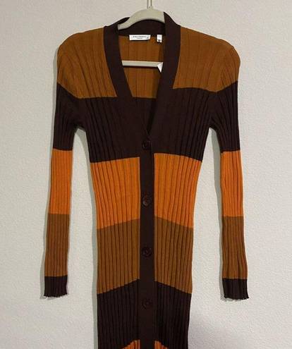 Equipment  Femme Long Cardigan Sweater Small Womens Verelle Orange Wool Stripe