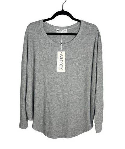 Wildfox NWT  Thermal Waffle Knit Slouchy Oversized Top Gray Relaxed Small