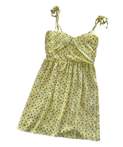 The Kooples  Anemone Chiffon Yellow Floral Sweetheart Bodice Mini Summer Dress