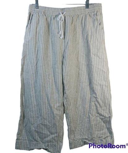 Beach Lunch Lounge Raffia Lightweight Cotton Linen Margot Cropped Pants Size L