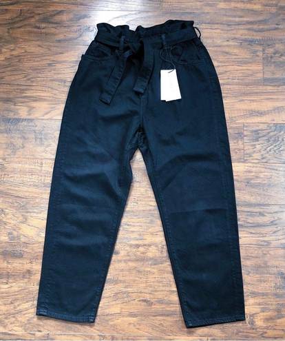 Ba&sh  • Jalia Trousers jeans belted crop high waist paper bag Blackstone denim