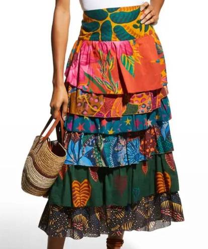 Farm Rio  Mixed Prints Layered Maxi Skirt