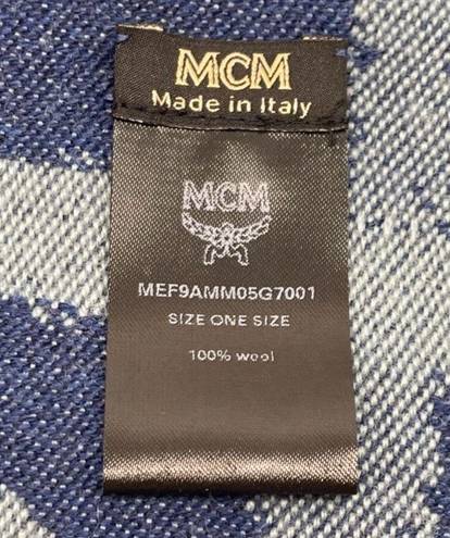 MCM  Blue Mint Logo Extra Large Thick Soft Wool Logo Shawl / Scarf