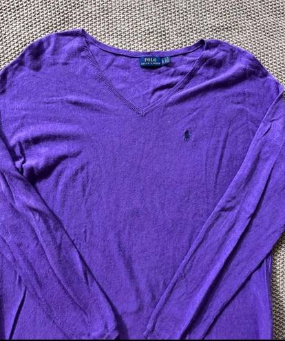 Polo  Ralph Lauren Women's Boyfriend Fit V-Neck Purple Sweater Size L