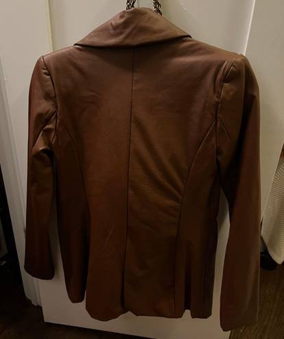 Naked Wardrobe Brown Faux Leather Blazer