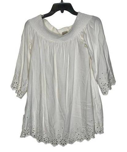 Daniel Cremieux  Blouse Top Size Small White With Floral Lace Rayon Womens