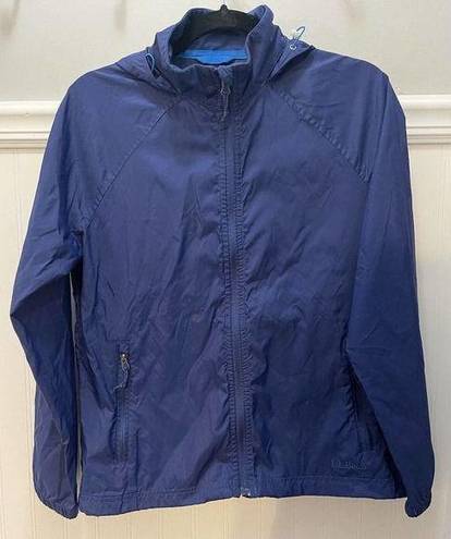 L.L.Bean  Women's Lightweight Windbreaker Small Nylon Rain Jacket Blue Hidden Hood