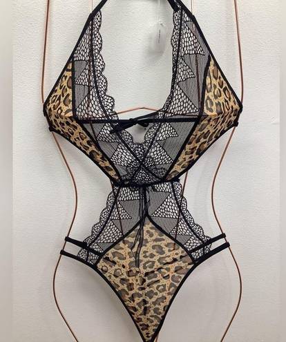 One Piece Leopard  lingerie with back and neck tie New With Tags