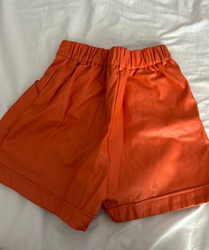 Glam Orange Leather Shorts