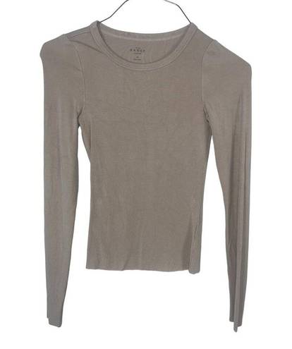 The Range  No Bra Club Long Sleeve Crew Top in Saddle XSmall Womens Tee Top