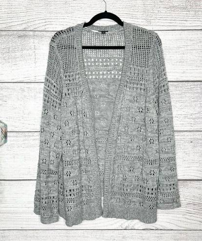 Torrid  Gray Long Sleeve Pointelle Open Knit Cardigan Sweater Size 3X 22-24