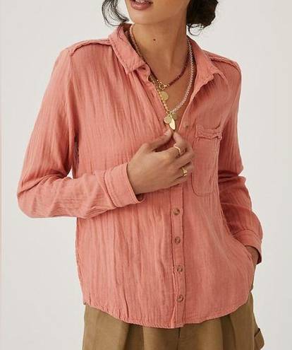 Pilcro  Anthropologie Gauzy Rust Button Down Top