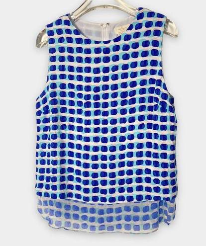 Kate Spade  Top Medium Layered Sleeveless Silk Island Stamps Print‎ Colorful