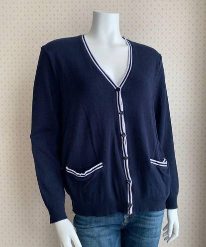 Ralph Lauren Vintage Lauren  90s Cotton Button Down V Neck Cardigan Sz Large PW11