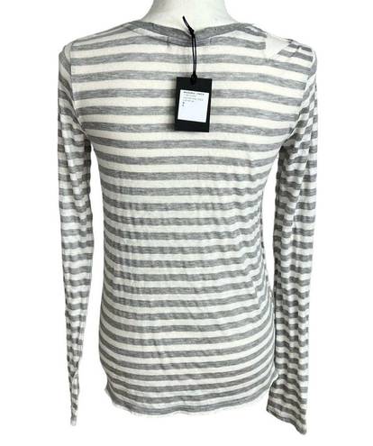 n:philanthropy Manhattan V Neck Tee Size S Heather Grey Stripe Shoulder Cut Out