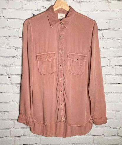 Harper  Button Down Shirt Top Womens Size S Long Sleeve‎ Pink Utility